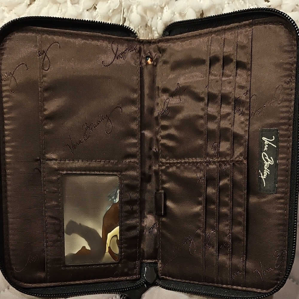 Vera Bradley Kensington Zip Around Paisley Quilted Wallet - Black, Brown, Orange - Picture 12 of 16
